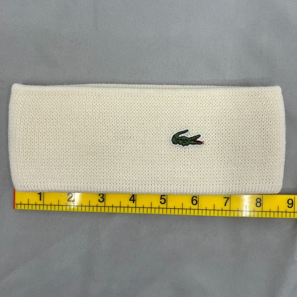 Lacoste Knit Headband Cream Croc Logo Warm Winter Sports Accessories New‎ - Picture 5 of 10